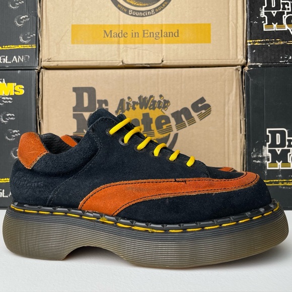 Dr. Martens Shoes - Vintage Dr. Martens MIE Blue Orange Stripe Chunky Oxfords Shoes UK 6